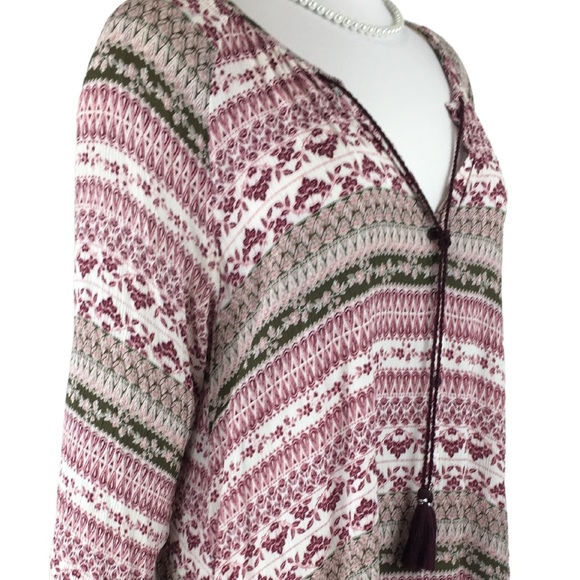 Cloud Chaser Button Up Burgundy Green Long Sleeve Pheasant Top size 1X - Picture 5 of 16